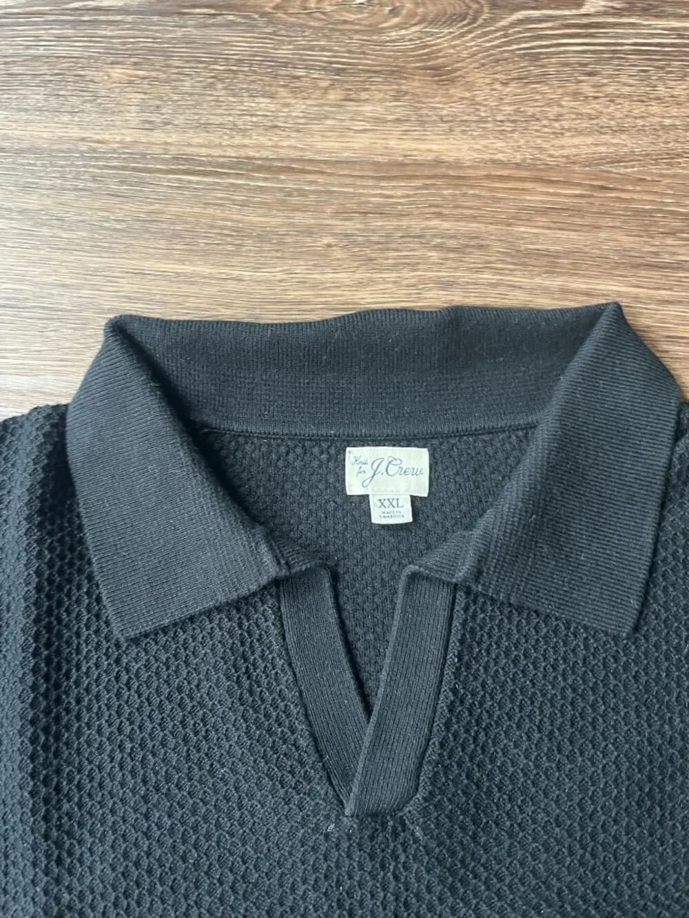 J Crew Short-sleeve textured-stitch cotton johnny-collar sweater-polo Sz XXL